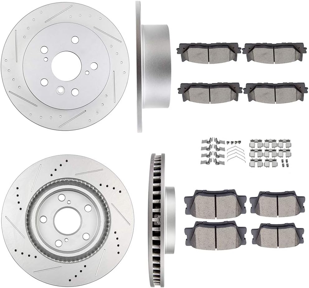 SCITOO For Toyota Brake Kits, Brakes Rotors Ceramic Brake Pads Fit for 2013 2014 2015 2016 2017 for Lexus ES300h, 2007-2012 for Lexus ES350, 2008-2014 for Toyota Avalon, 2007-2011 for Toyota Camry
