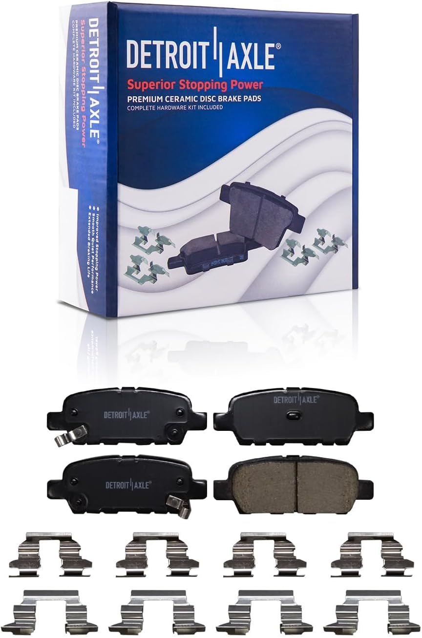 Detroit Axle - Brake Kit for 2008-2013 Nissan Rogue 2014-2015 Rogue Select Drilled & Slotted Brake Rotors and Ceramic Pads Front and Rear Replacement