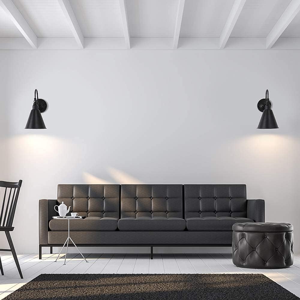 Industrial Wrought Iron Rustic Vintage Wall Lamp Lighting Home Decor Headboard Bathroom Bedroom Farmhouse Porch Garage - Black E26