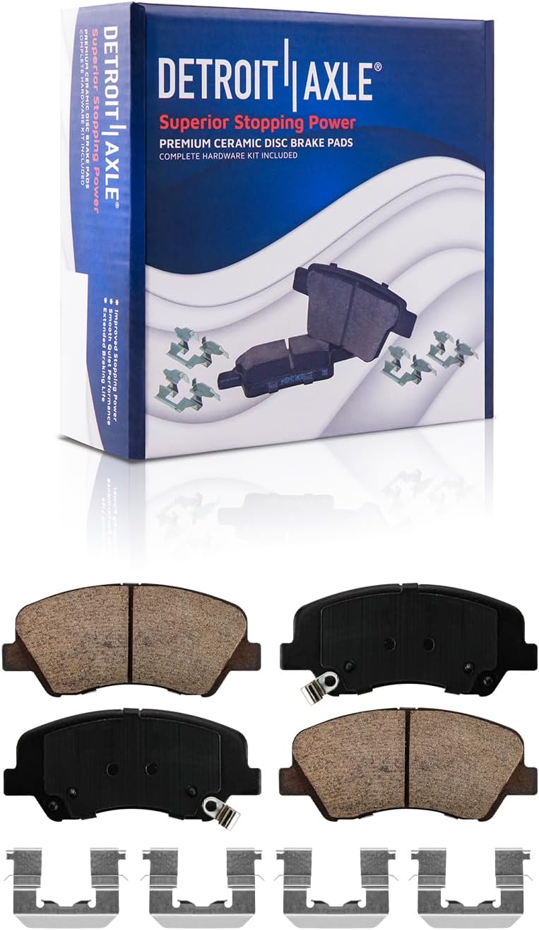 Detroit Axle - Brake Kit for 2012-2017 Kia Rio, 11.02' inch Front and 10.32' inch Rear Disc Brake Rotors Ceramic Brakes Pads with Hardware 2013 2014 2015 2016 Replacement