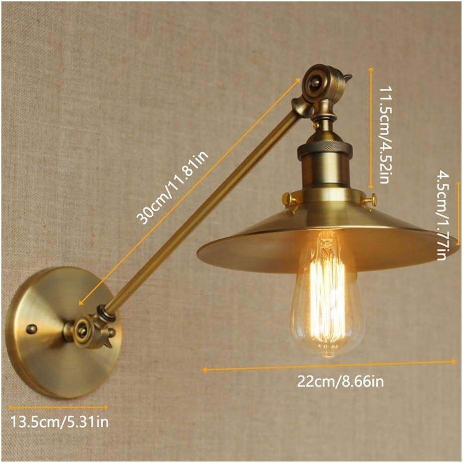 Wall Lamp Bathroom Lighting Wrought Iron Bedroom Lighting Retro Wall Lamps Simple Personality Creative Wall Lamps Outdoor Wall Lamps Wall Lamp for Bedroom(Brass)