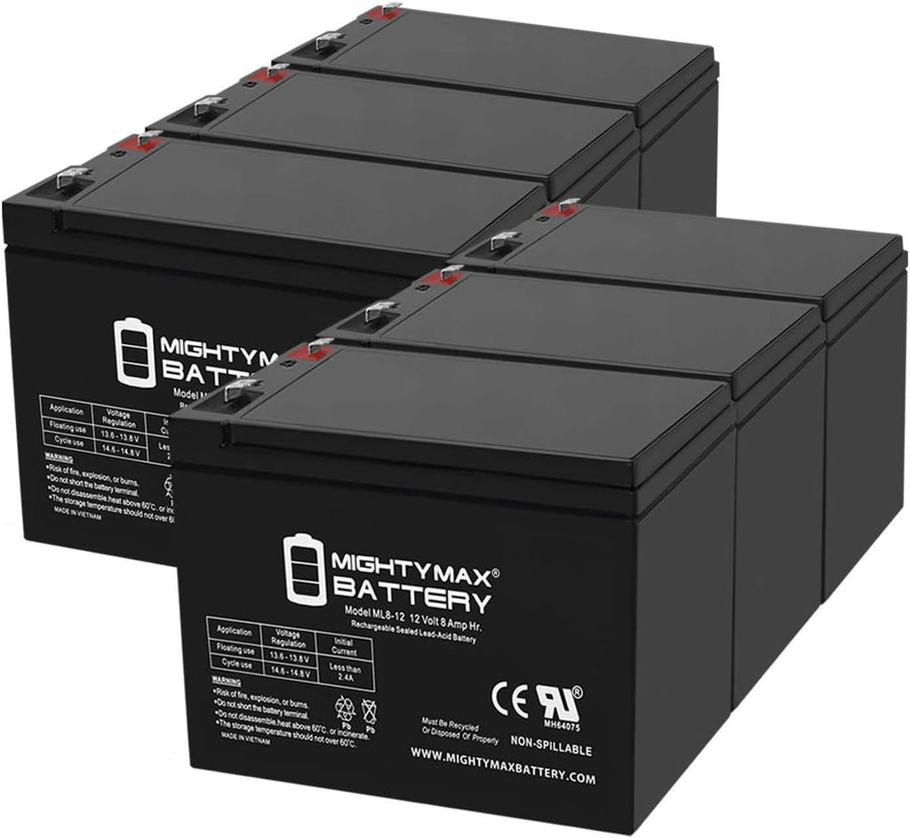 Mighty Max Battery ML8-12 - 12 Volt 8 AH SLA Battery - Pack of 6
