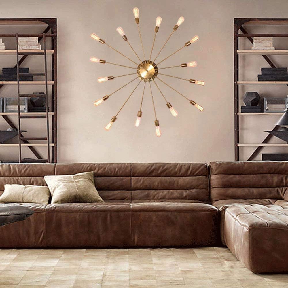 Wrought Iron Chandelier Industrial Wall Lamp Lighting Large 16 Lamp Embedded Bedroom,Chandeliers Light Fixture(Brass)