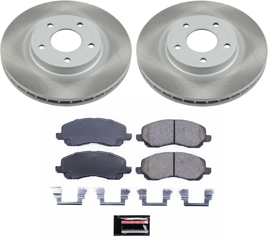 PowerStop Front Brake Kit for Chrysler 200 2011-14 |Sebring 2007-10 |Dodge Avenger 2008-14 |Caliber 2007-12 |Jeep Compass 2007-17 - Ceramic Brake Pads + Semi Coated Rotors Replacement, SC3032