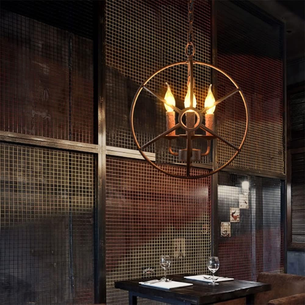 Modern Black Chandelier Bar Kitchen Dining Room Round Ball Pendant Light V-intage Industrial Lustre Rustic Wrought Iron E27 Ceiling Hanging Fixtures Lighting,Chandelier LED Ceiling Light