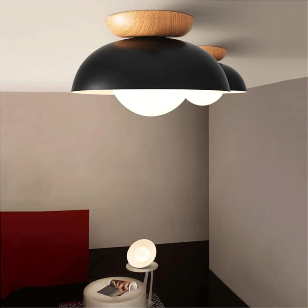 Minimalist Bowl Ceiling Light Modern Wrought Iron Ceiling Lamp Close to Ceiling Light Fixtures for Cloakroom Kitchen Aisle Hallway Bedroom Entryway Staircase(Black)