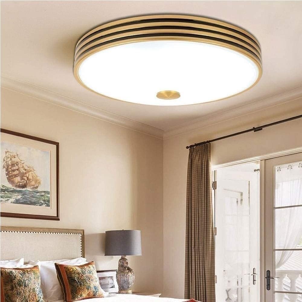 Retro Wrought Iron Flush Mount Ceiling Light Ultra Thin Round Fixture Decorative Lighting for Kids Room Nursery Bedroom Living Room Kitchen Home Use(Black,30 * 9cm)
