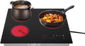 3 Burner Electric Cooktop Electric Stove Top Induction Cooktop Counter top Burner Built-in Electric Ceramic Stovetop Smooth Surface Glass 9 Heating Level Safety Lock,2600W (No Plug)
