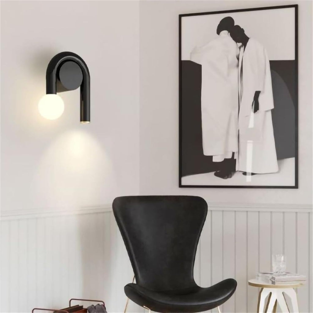 Wall Light Fixtures Wrought Iron LED Wall Sconce 12W Decorative Wall Lamp for Bedroom Living Room Corridor and Indoors(Black)
