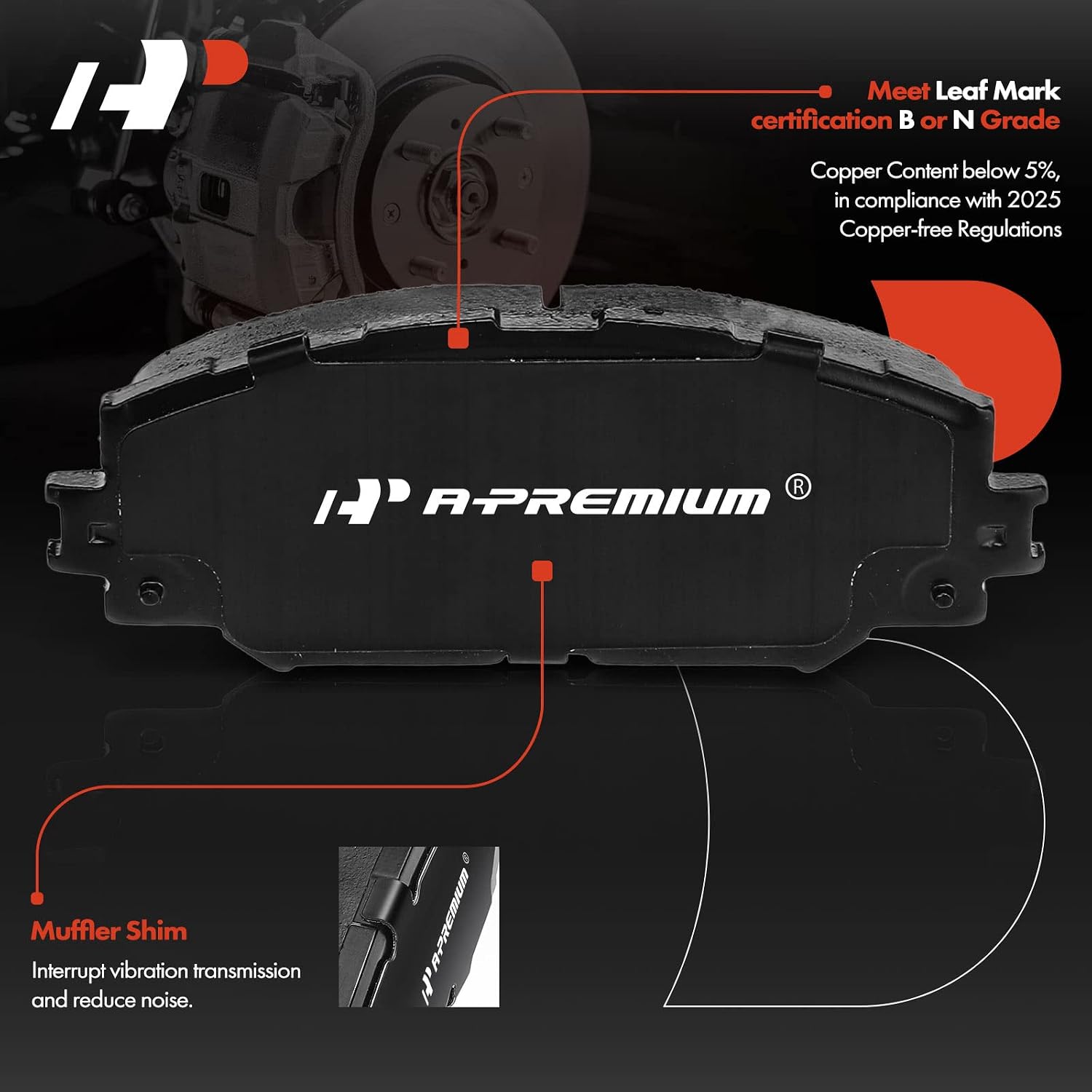 A-Premium Front and Rear Disc Brake Rotors + Ceramic Pads Kit Compatible with Select Toyota Models - Corolla 2009-2019, 12-PC Set