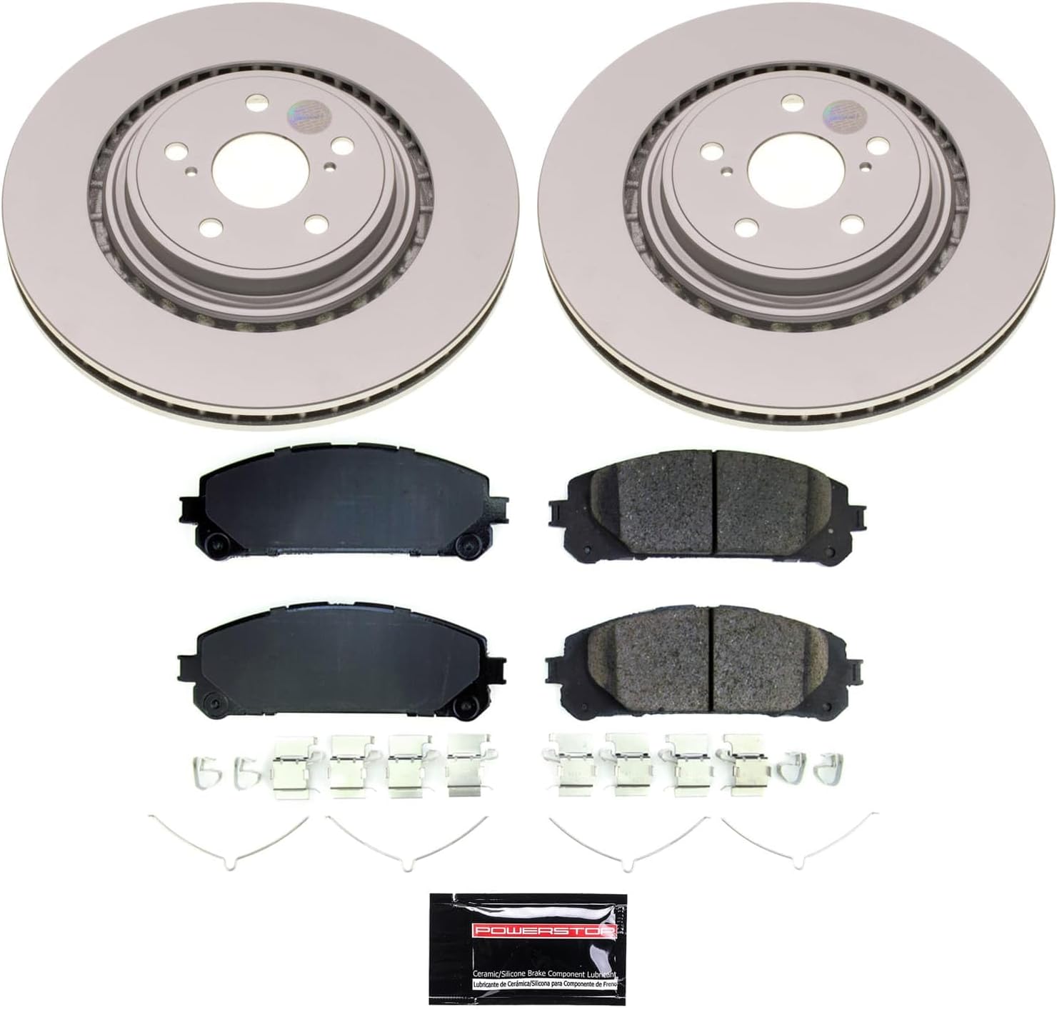 PowerStop Front Brake Kit for Lexus RX350 2023-24 |RX350h 2023-24 |Toyota Highlander 2020-24 - Fully-Coated Disc Rotors with Z17 Ceramic Brake Pads Replacement, CRK8753