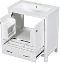 LUMISOL 30' Bathroom Vanity Set with Sink, Solid Wood Bathroom Cabinet with One Drawer and Two Doors, Multi-Function Storage Organizers, Undermount Sink Basin, White