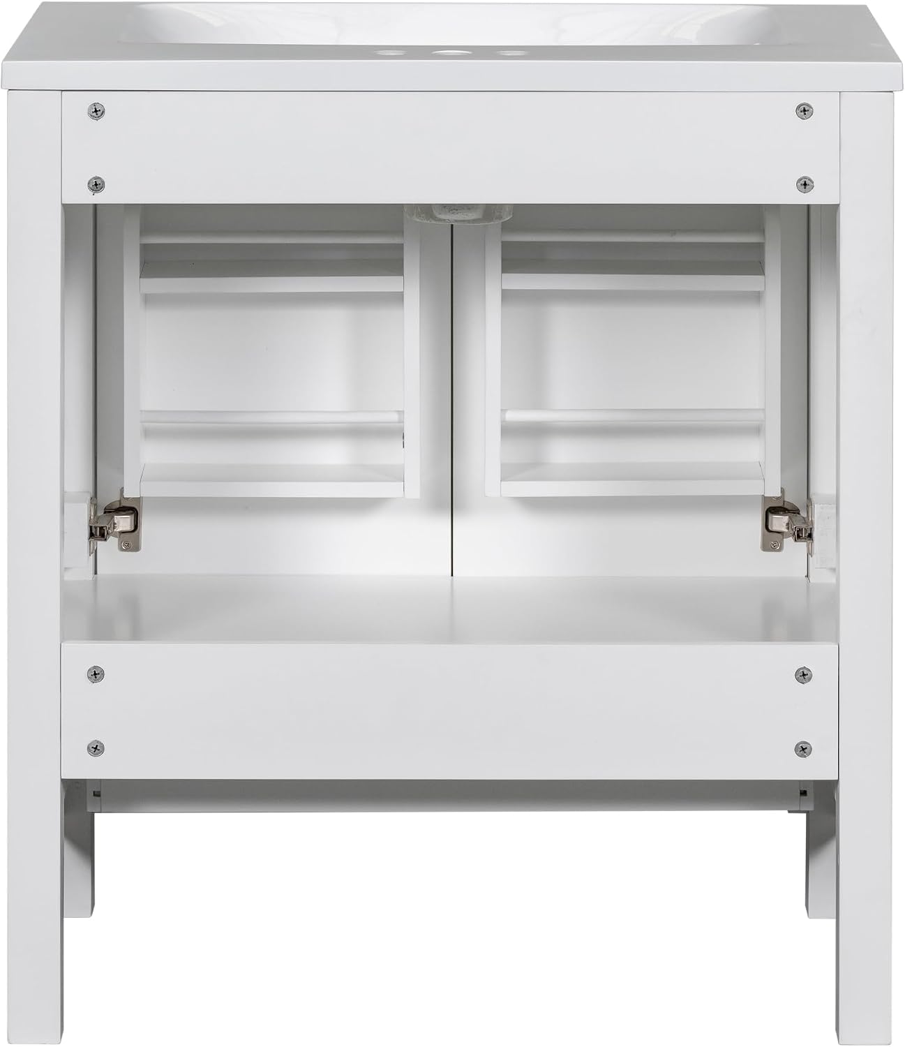 LUMISOL 30' Bathroom Vanity Set with Sink, Solid Wood Bathroom Cabinet with One Drawer and Two Doors, Multi-Function Storage Organizers, Undermount Sink Basin, White