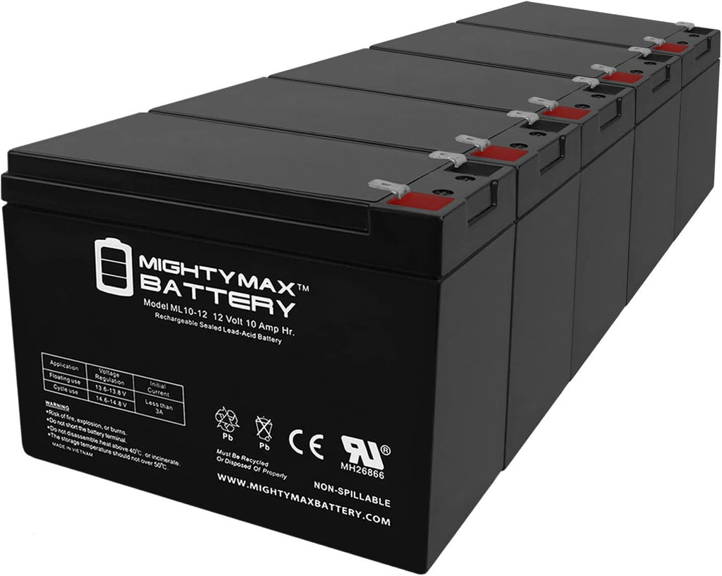 Mighty Max Battery ML10-12 - 12 Volt 10 AH SLA Battery - Pack of 5
