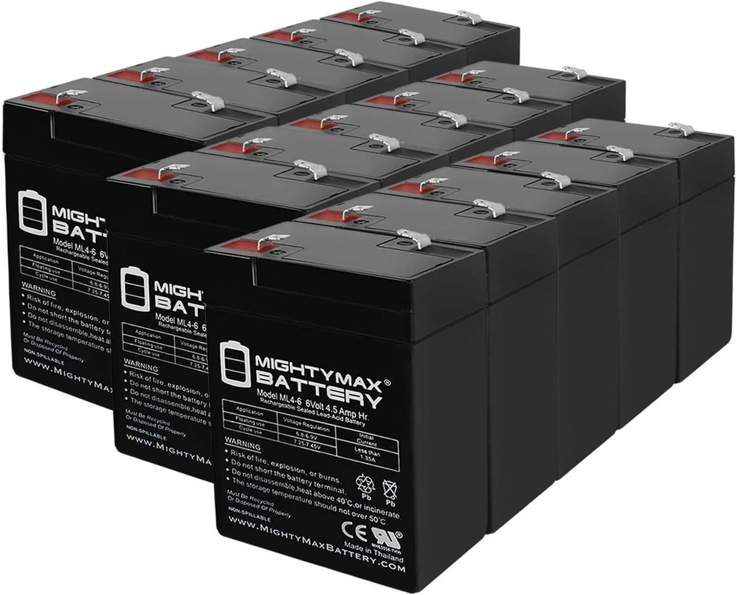 Mighty Max Battery ML4-6 - 6 Volt 4.5 AH SLA Battery - 15 Pack