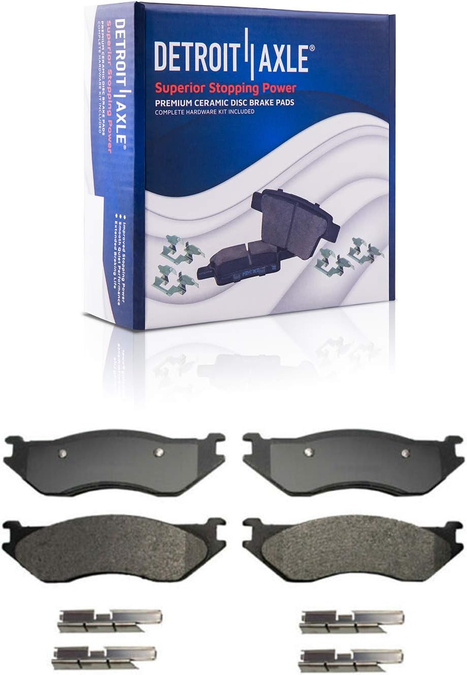 Detroit Axle - Front Brake Kit for 2002-2005 Dodge Ram 1500 2005-2006 Durango Disc Caliper w/Bracket Ceramic Pads w/Hardware Replacement