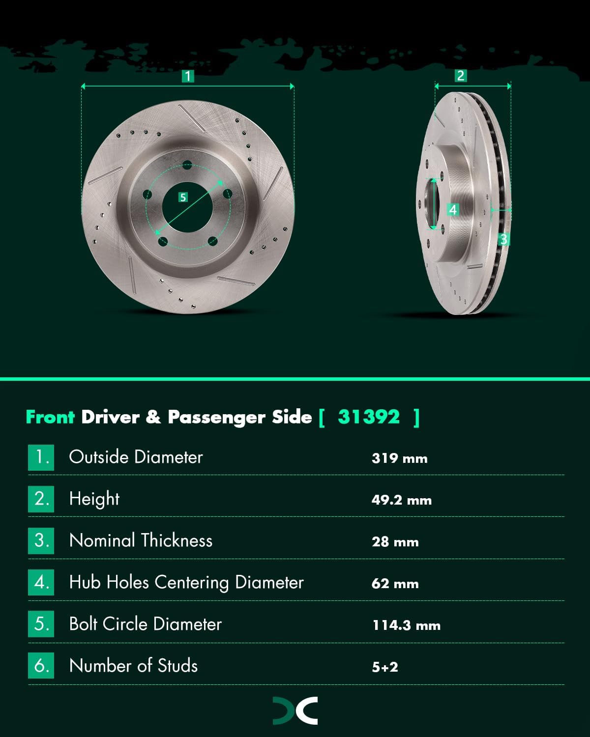 SCITOO Brake Kits For Nissan For Altima 2013-2023 Front Rear Drilled & Slotted Disc Brakes Rotors and Semi Metallic Brakes Pads Replacement:31464;31312;D1650-8878;D905-7784