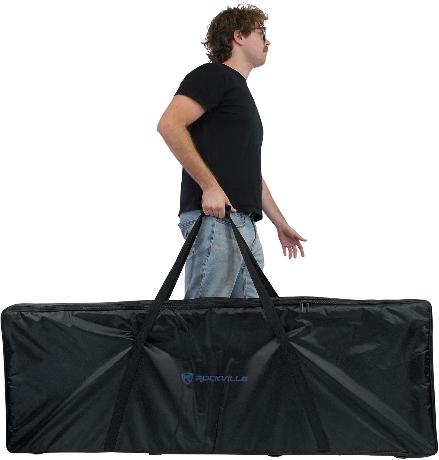 Rockville RTBL4 Adjustable Height DJ Table Folding Legs 20x60 Inch, Portable, Non-Slip Surface, Carry Bag Included, for Mobile DJs and Event Performers