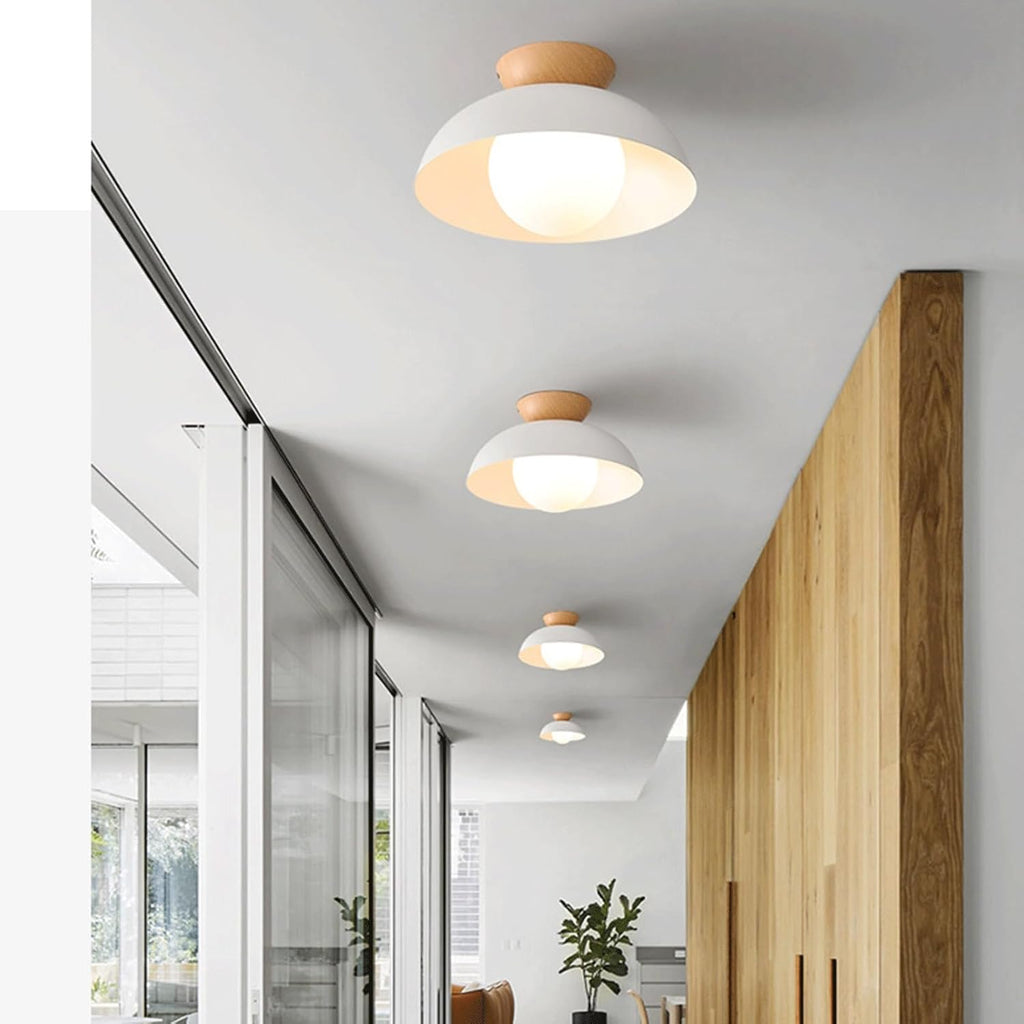 Minimalist Bowl Ceiling Light Modern Wrought Iron Ceiling Lamp Close to Ceiling Light Fixtures for Cloakroom Kitchen Aisle Hallway Bedroom Entryway Staircase(White)