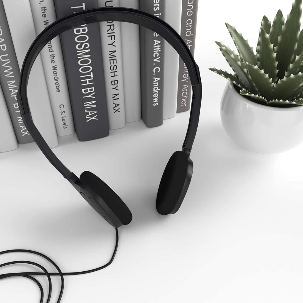Maeline Classroom Headphones Bulk 200 Pack – 3.5mm Wired School & Office Headphones No Microphone, Student Headphones for Testing, Training, Library, Hotel, Healthcare Use – Black