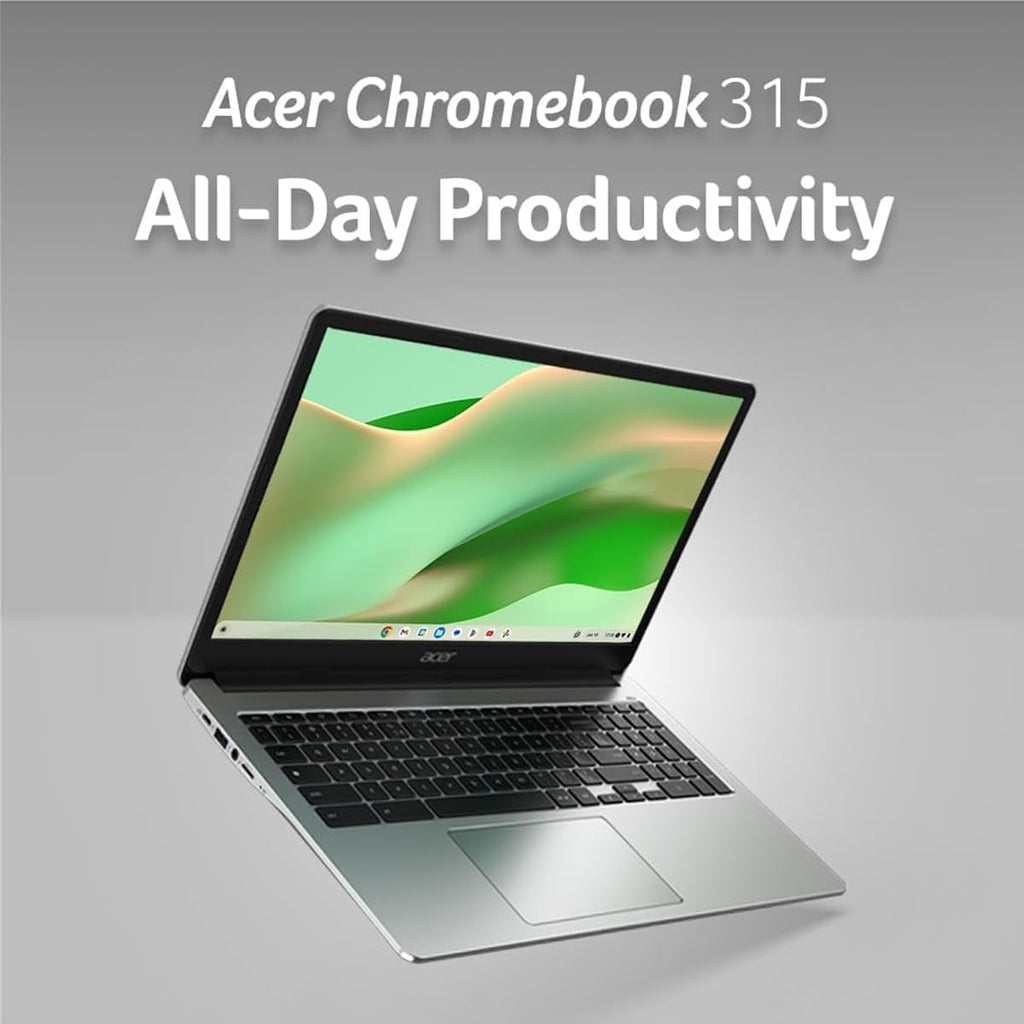 Acer Chromebook 315 Laptop (15.6' FHD, Intel Celeron N4500, 4GB RAM, 128GB Storage (64GB eMMC + 64GB SD Card) Home & Student, Long Battery Life, Numeric KB, Wi-Fi, Webcam, IST Hub, Chrome OS, Silver