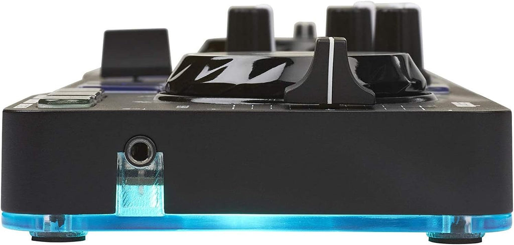 Hercules DJ Starter Kit with DJ Control Starlight, DJMonitor 32, HDP DJ M40.1 Headphones, & Serato DJ Lite + On-Stage Computer Laptop Audio Mixer, Lighting Controller, Midi Controller Stand