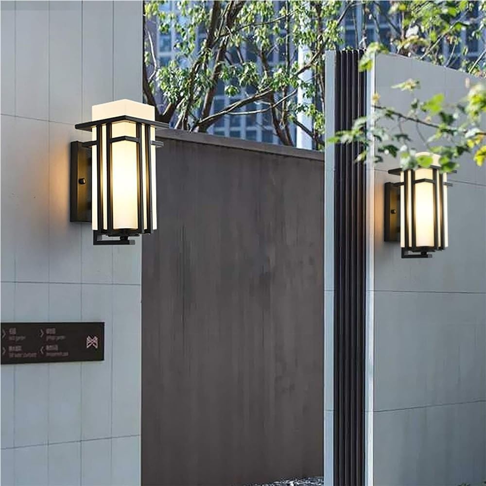 Retro Wall Sconce Waterproof Wall Lamp Metal and Glass Wall Light Fixture E27 Black Wrought Iron Decorative Lighting for Bedroom Aisle Corridor Indoor/Outdoor