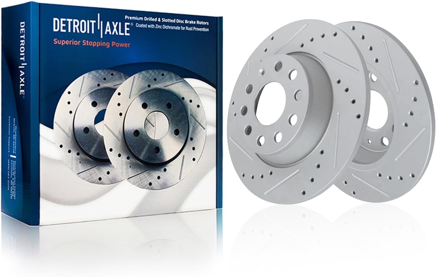 Detroit Axle - 8pc Brake Kit for 2011 2012 2013 Audi A3 [Base] 11.34' inch Front and 11.10' inch Rear Drilled and Slotted Disc Brake Rotors Ceramic Brakes Pads with Hardware Replacement