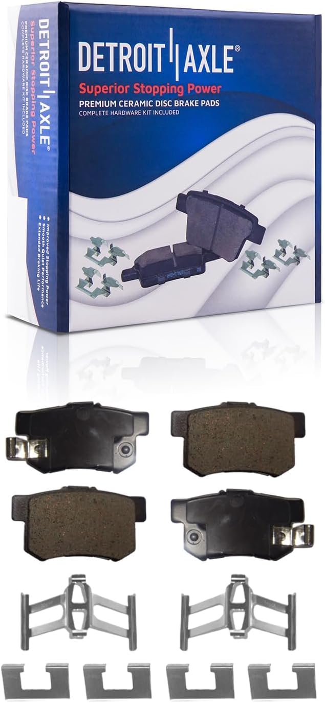 Detroit Axle - Brake Kit for 2003-2011 Honda Element, Disc Brakes Rotors Ceramic Brake Pads 2004 2005 2006 2007 2008 2009 2010 Replacement: 11.10' inch Front and Rear Rotors