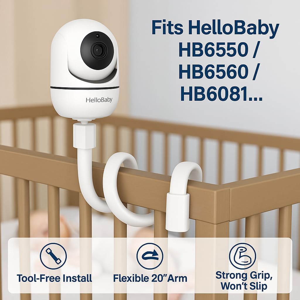 HelloBaby World's First 6' IPS Split Screen Mountable Baby Monitor with 2 Cameras - No WiFi, 30hr Battery, 355° Pan-Tilt, Night Vision, 1000ft, Portable Travel Video Audio Monitor with Temp Alert/Lull