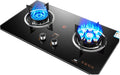 Gas Stove 73CM, Built-in Gas Stove with 2 Burners, Timer (Independent On Both Sides), Accidental Flameout Protection Device, Suitable for Natural Gas/liquefied Petroleum Gas (Size : LPG)