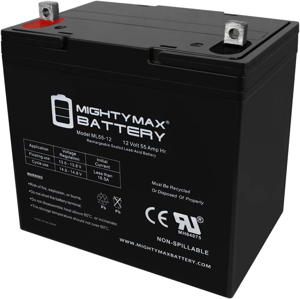 Mighty Max Battery 12V 55Ah Power Boat Pontoon Electric Trolling Motor Deep Cycle Battery