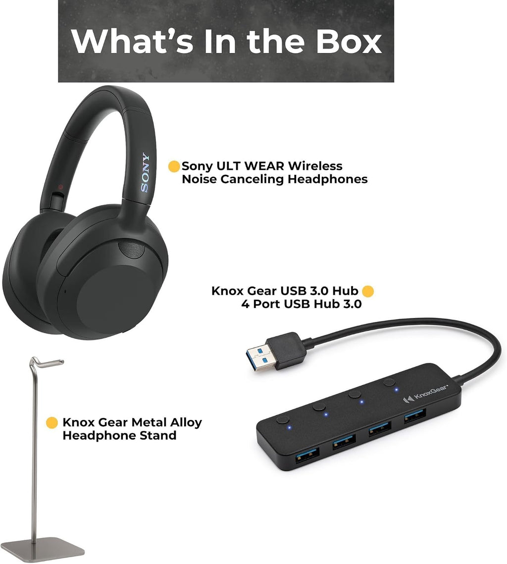 Sony - WHULT900N/B ULT Noise Cancelling Headphones with Headphone Stand and 4-Port