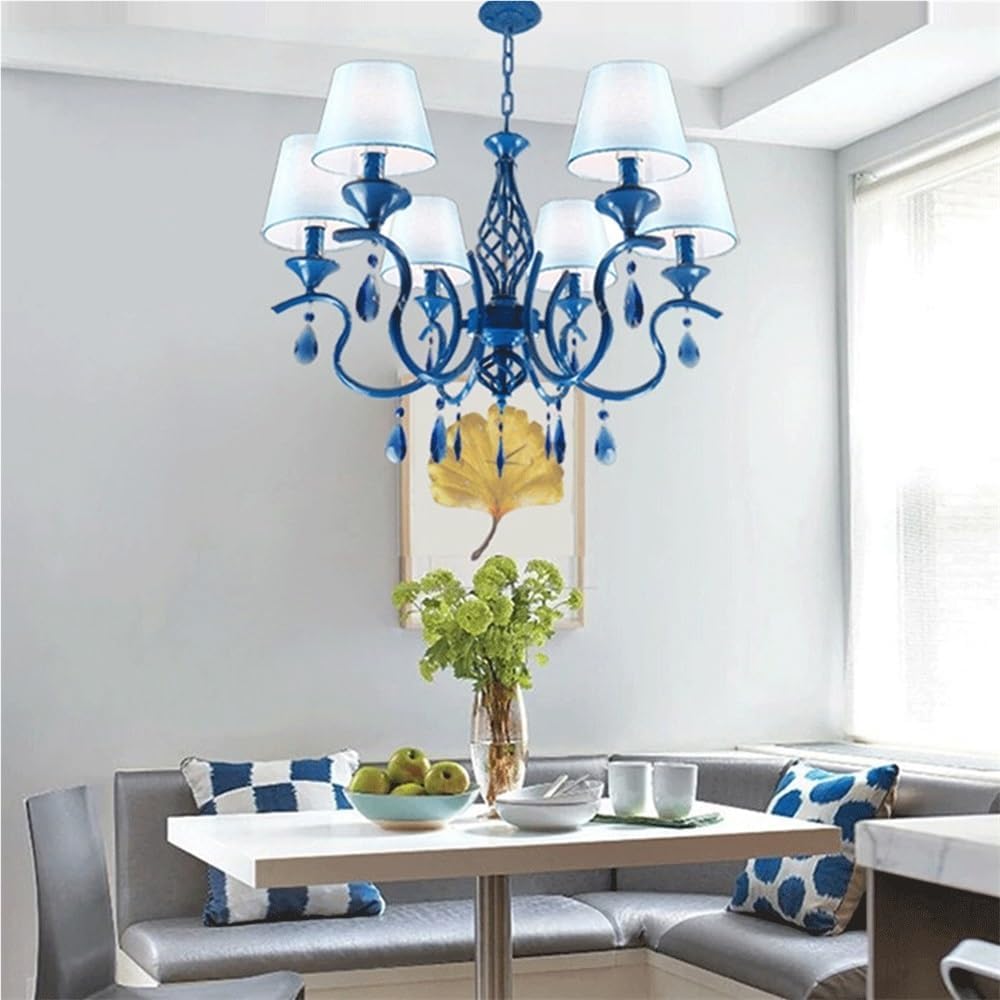 Wall Lighting Fixtures American Style Minimalist Candle Chandelier European Style Vintage Crystal Pendant Light Wrought Iron Ceiling Lighting Fixture Lamp for Dining Room Bathroom Foyer Living Room(Bl