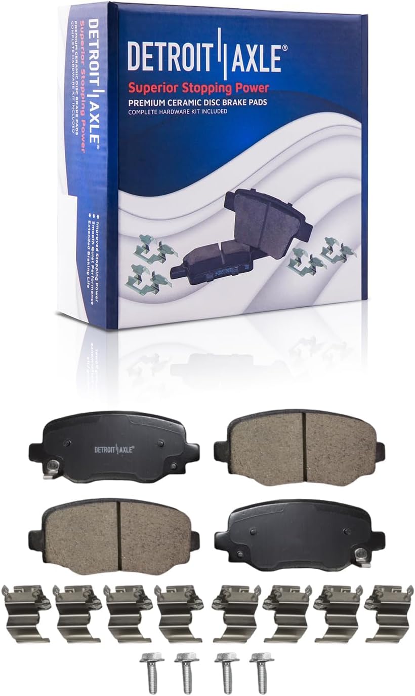 Detroit Axle - Brake Kit for 2017-2021 Jeep Compass 2015-2023 Renegade 500X, Disc Brake Rotors 2018 2019 2020 Ceramic Brakes Pads Replacement : 12.01' inch Front and 10.94' inch Rear Rotor