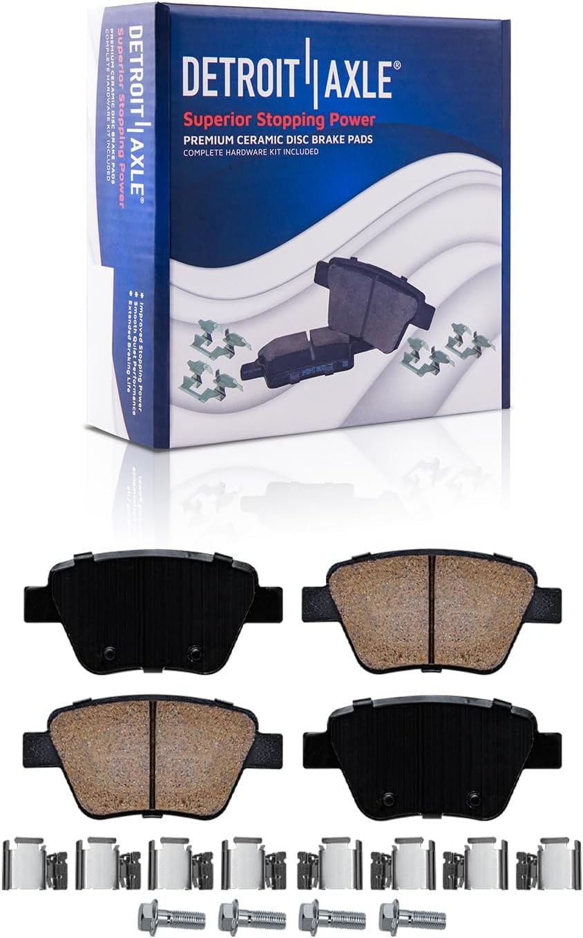 Detroit Axle - 8pc Brake Kit for 2011 2012 2013 Audi A3 [Base] 11.34' inch Front and 11.10' inch Rear Drilled and Slotted Disc Brake Rotors Ceramic Brakes Pads with Hardware Replacement
