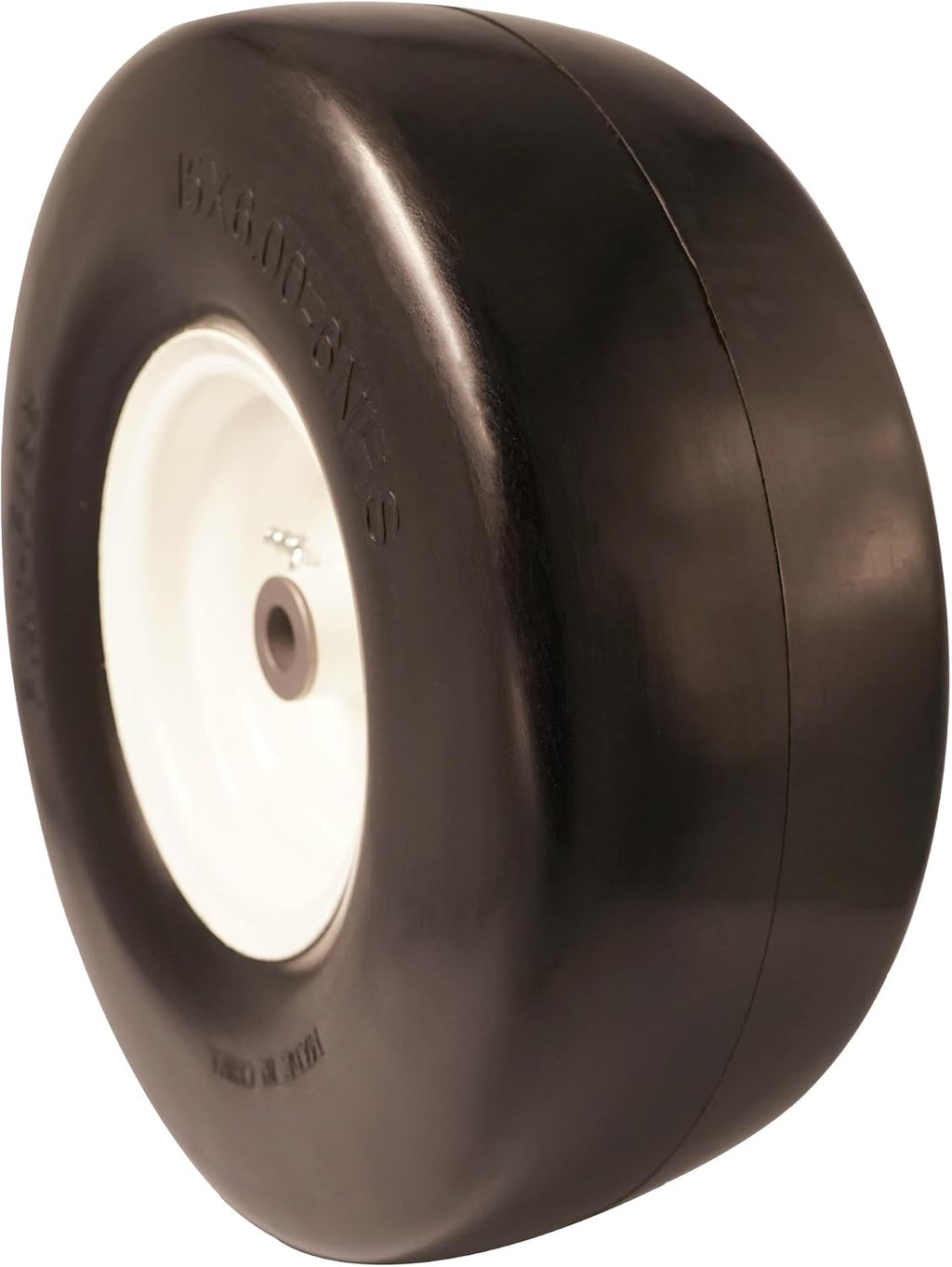15x6.00-6 Flat Free Tire with 3/4' 5/8' & 1/2' Bushing for Zero Turn Lawn Mower, 3.0'-6.9'Center Hub Flat Free Lawnmower Tire and Wheel Assembly, Universal Fit 15 inch Solid Wheel for Garden Tractor