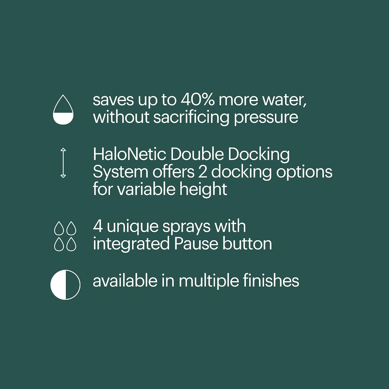 Brondell Nebia Yuba HaloNetic Double Dock Magnetic Handheld Shower Head, 60' Stainless Steel Hose, 5-Setting, Matte Gold