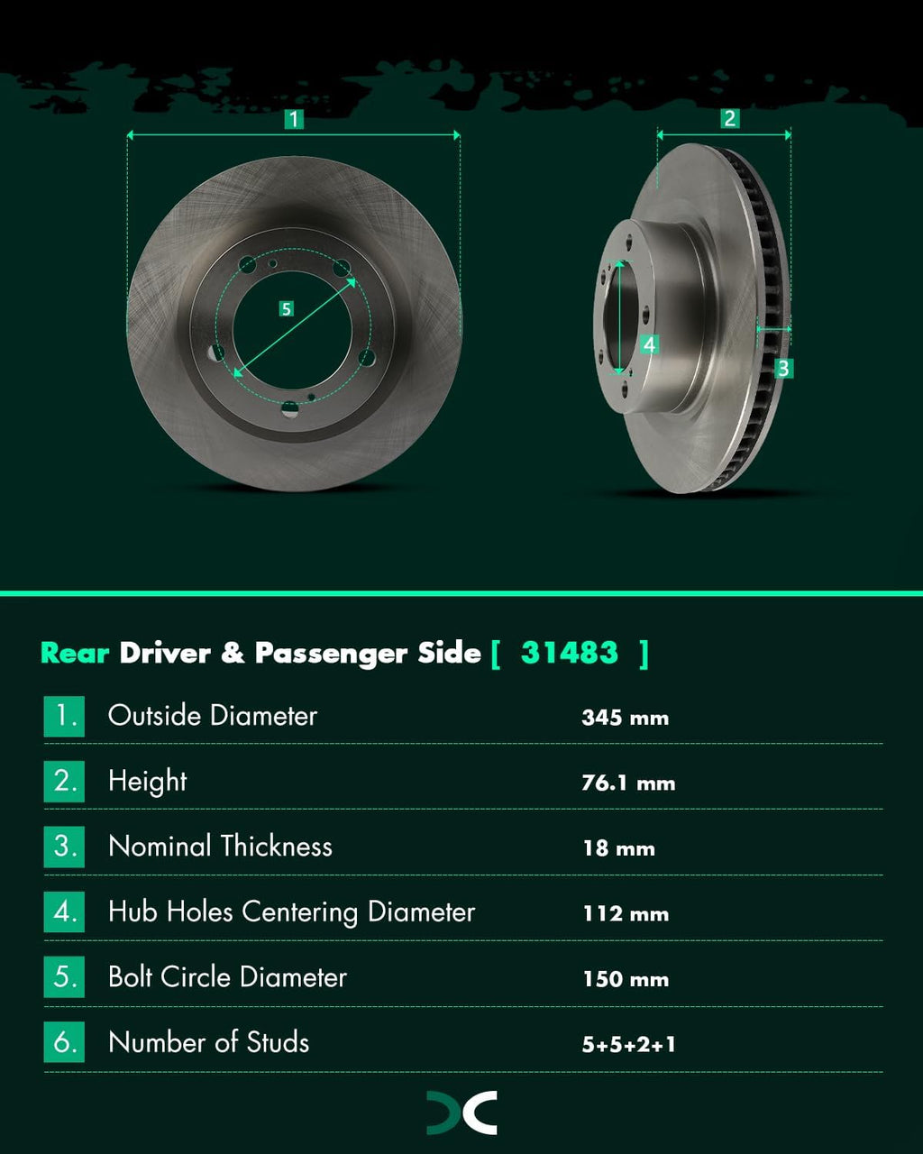 SCITOO Brake Kits For Lexus For LX570 2016-2019,For Toyota For Land Cruiser 2016-2019,For Sequoia 2008-2019,For Tundra 2007-2019 Front Rear Disc Brake Rotor Ceramic Brake Pad 31483;31482;D1303;D1304
