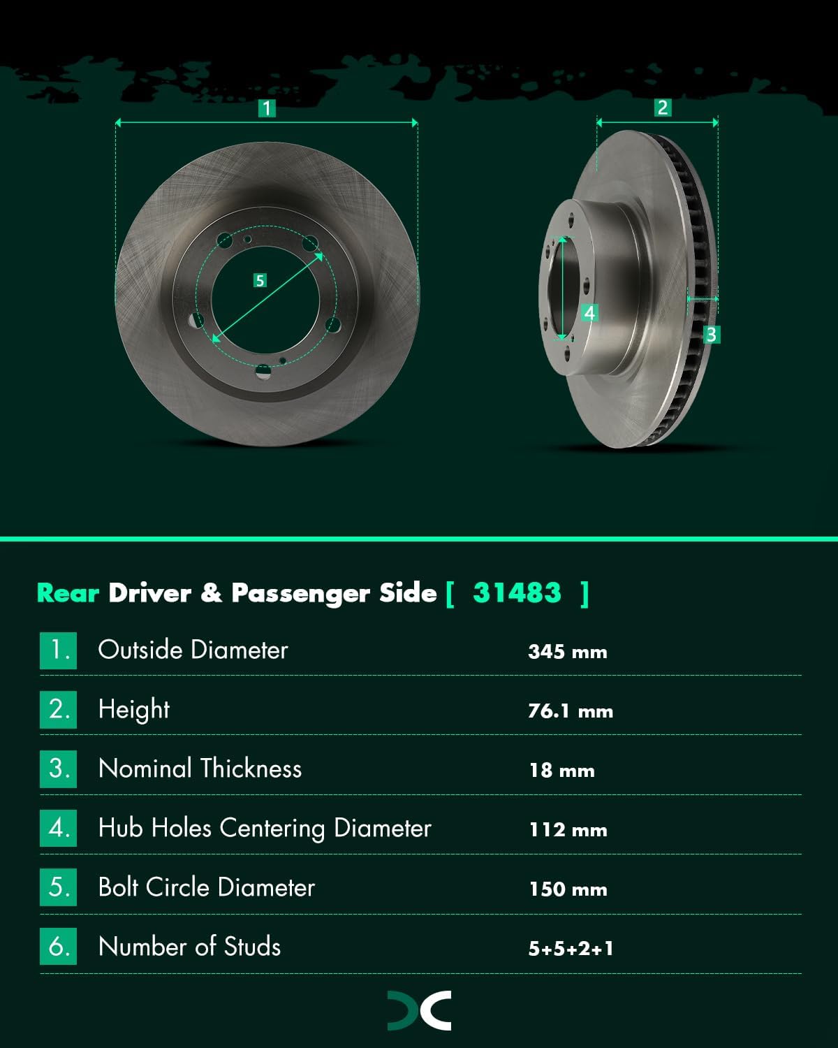 SCITOO Brake Kits For Lexus For LX570 2016-2019,For Toyota For Land Cruiser 2016-2019,For Sequoia 2008-2019,For Tundra 2007-2019 Front Rear Disc Brake Rotor Ceramic Brake Pad 31483;31482;D1303;D1304