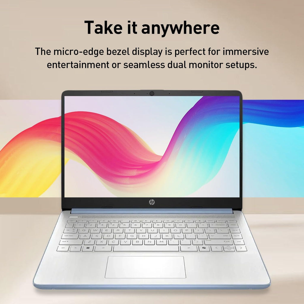 HP dq6012dx 14' Laptop, Intel N150 Processor (Up to 3.6GHz), 4GB RAM, 128GB eMMC Storage, 14-inch Micro-Edge Display, Wi-Fi 6, Webcam, HDMI, Windows 11 Home in S Mode, Blue, Bundle PCO Cooler (Blue)