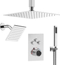 Ceiling Mount 12' High-Pressure Rainfall Shower Faucet, Dual Rainfall Shower Head System with Valve (Polished Chrome)