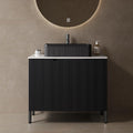 30' Bathroom Vanity with Sink, Modern Bathroom Vanities with 2 Soft-Closing Doors, Freestanding Bathroom Cabinet with Ceramic Basin and Carrara White Sintered Stone Counter Top-Colmar, Black