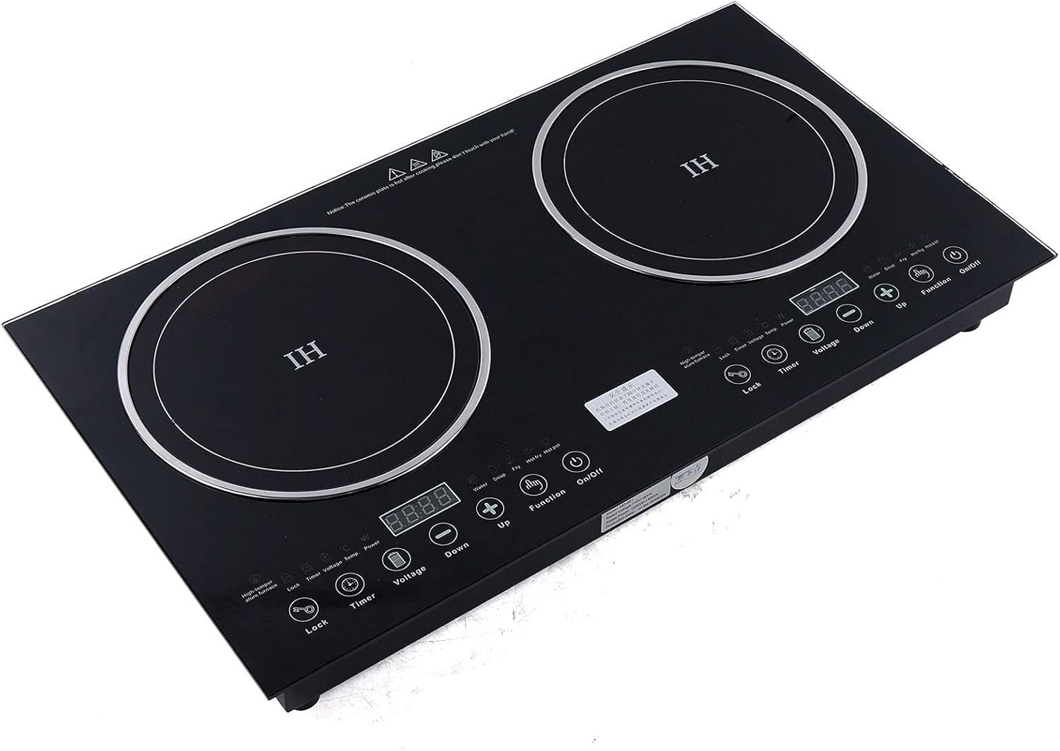 110V 2600W Double Electric Cooktop,1200W Induction Cooktop + 1400W Ceramic Stove, 8 Gear Power Levels, Child Lock, Timer, LED Touch Control for Kitchen Resturant