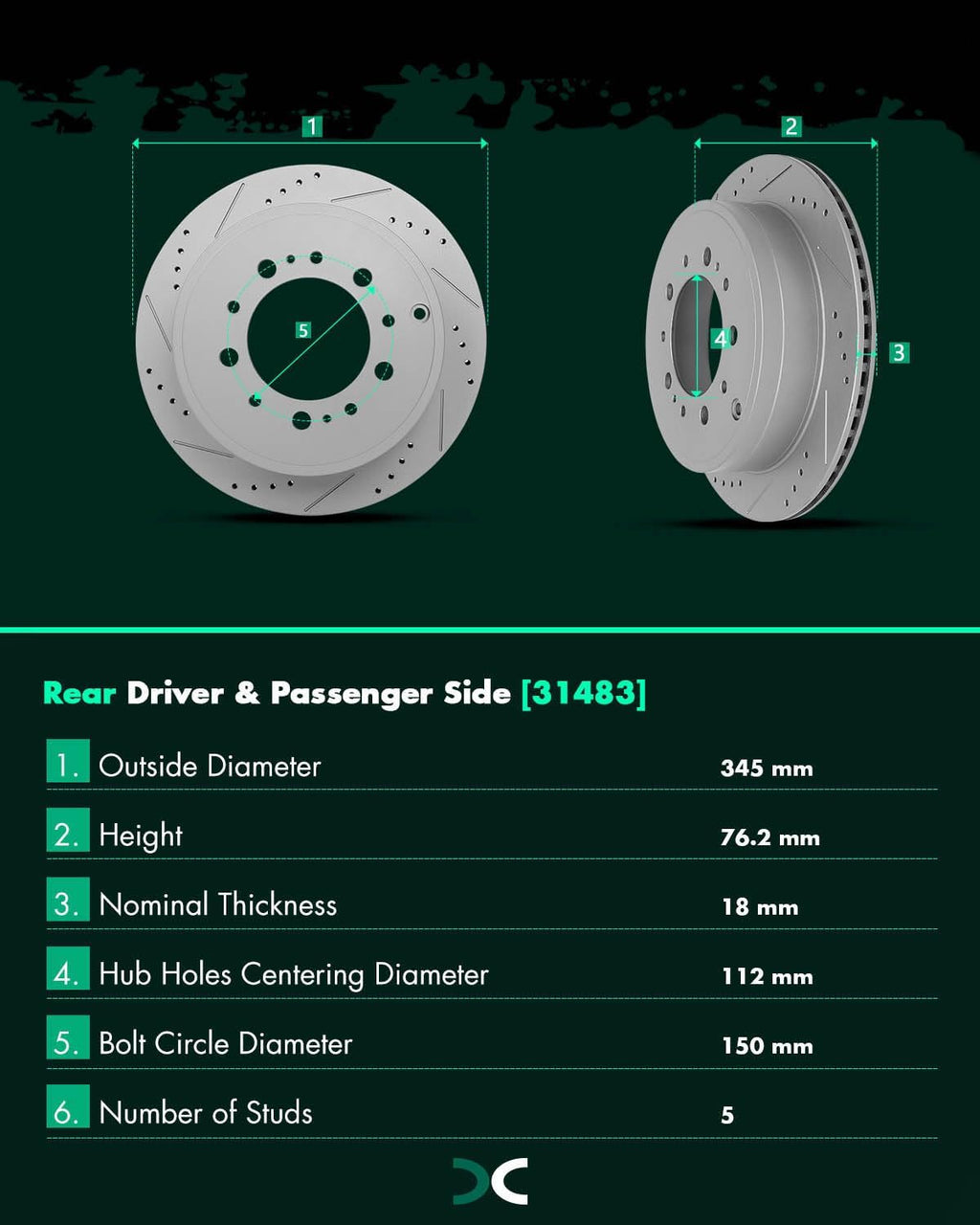 SCITOO Front 13.9' Rear 13.58' Brake Pads and Rotors Kits Fit For Lexus LX570 2016-2019,For Toyota Land Cruiser 2016-2019,For Toyota Sequoia 2008-2019,For Toyota Tundra 2007-2019
