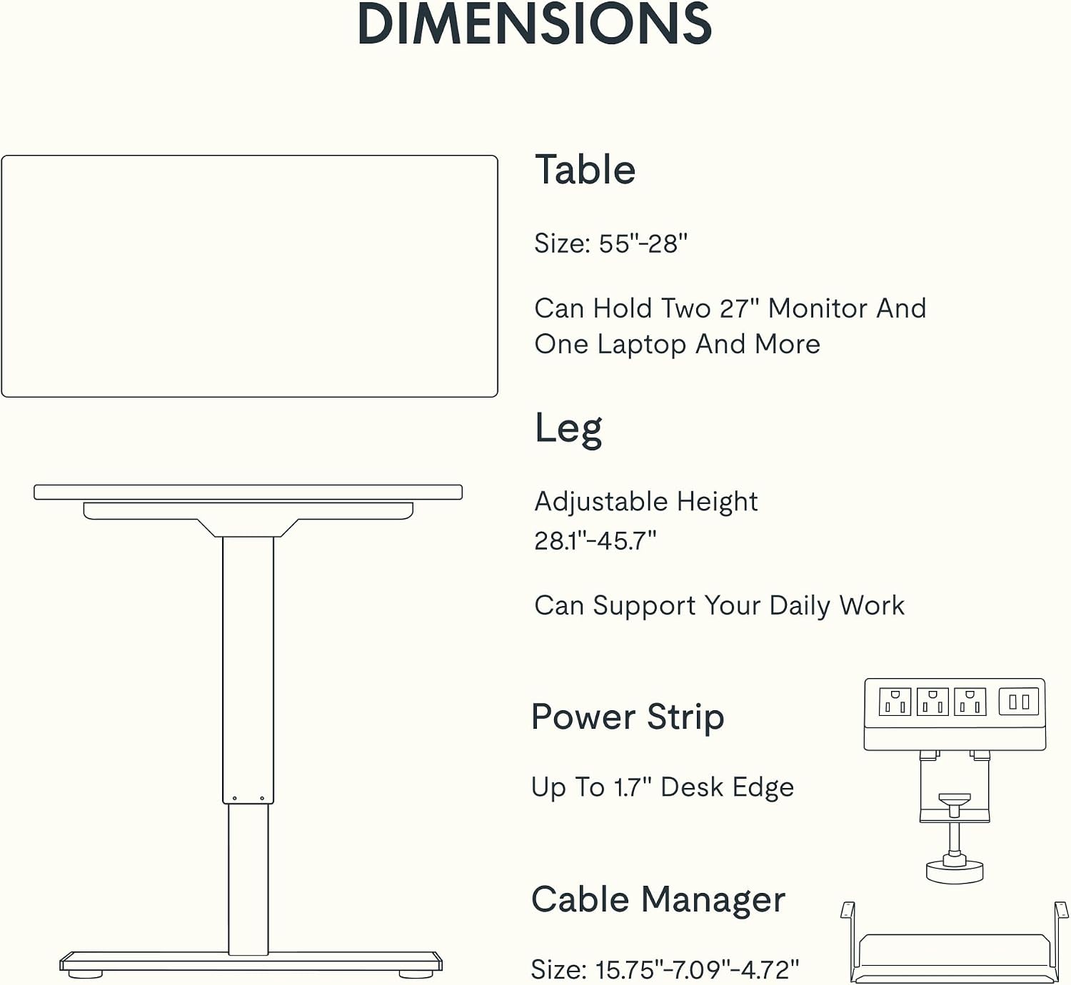 FLEXISPOT EN2 Bamboo Standing Desk with Clamp Power Strip, 55 x 28 Electric Stand Up Height Adjustable Desk with Cable Management (Black Frame + 55' Bamboo Top, 2 Packages)