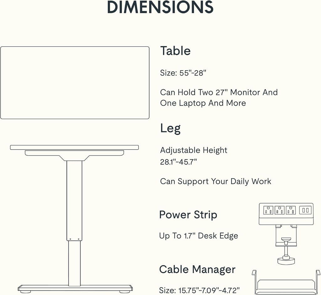 FLEXISPOT EN2 Bamboo Standing Desk with Clamp Power Strip, 55 x 28 Electric Stand Up Height Adjustable Desk with Cable Management (Grey Frame + 55' Bamboo Top, 2 Packages)