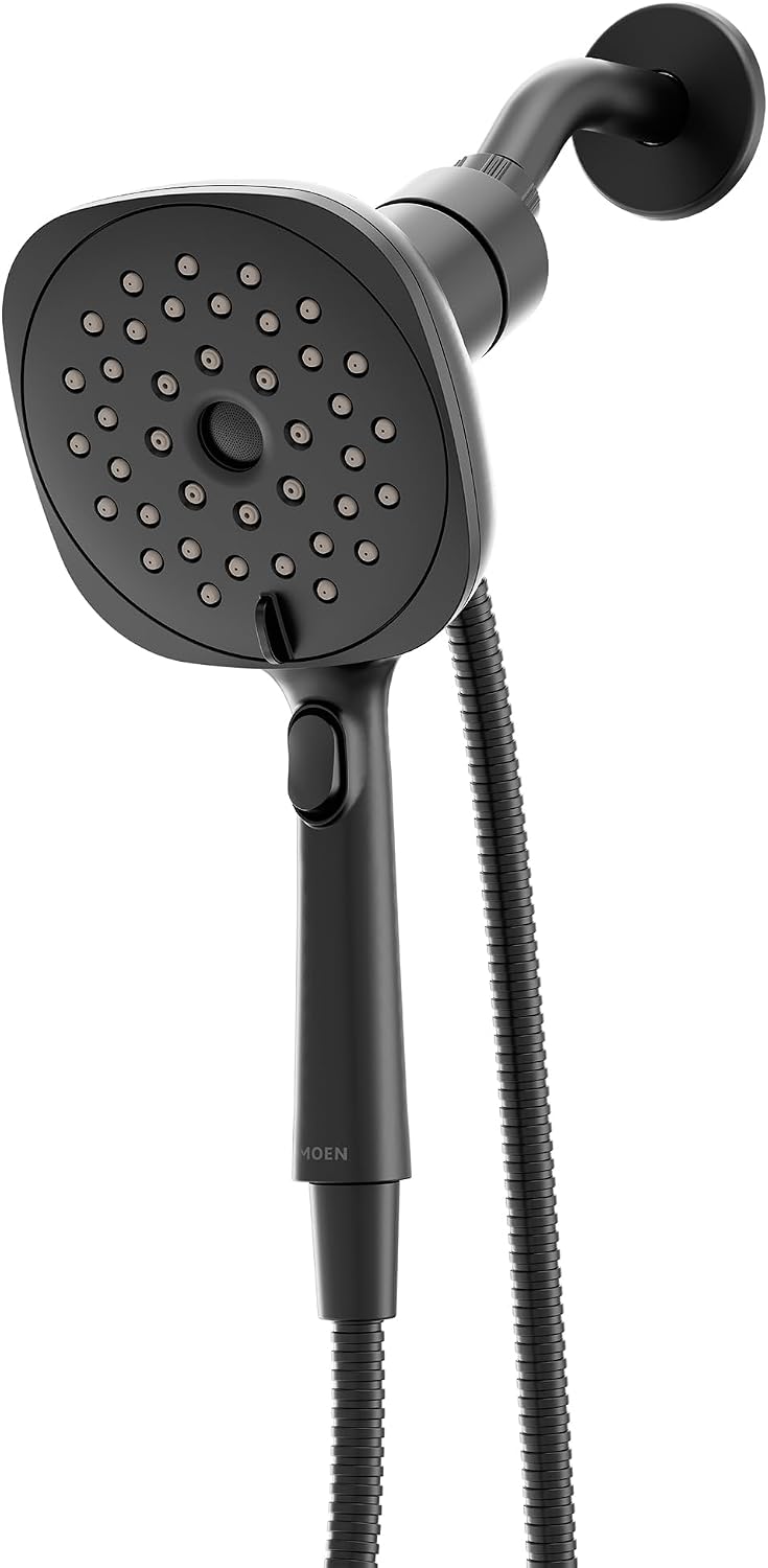 Moen Verso Infiniti Dial Square Handheld Shower, 5-Inch Diameter Spray Head, Matte Black, 220H5BL