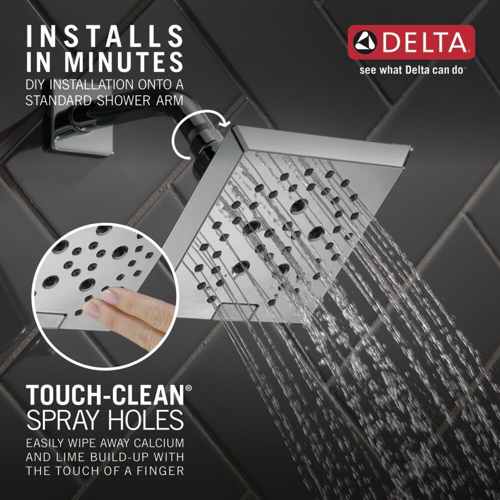Delta Faucet 5-Spray H2Okinetic Raincan Shower Head, Oil Rubbed Bronze Showerhead, Square Shower Head, Delta Shower Head, Water Saving Shower Head, Venetian Bronze 52664-RB