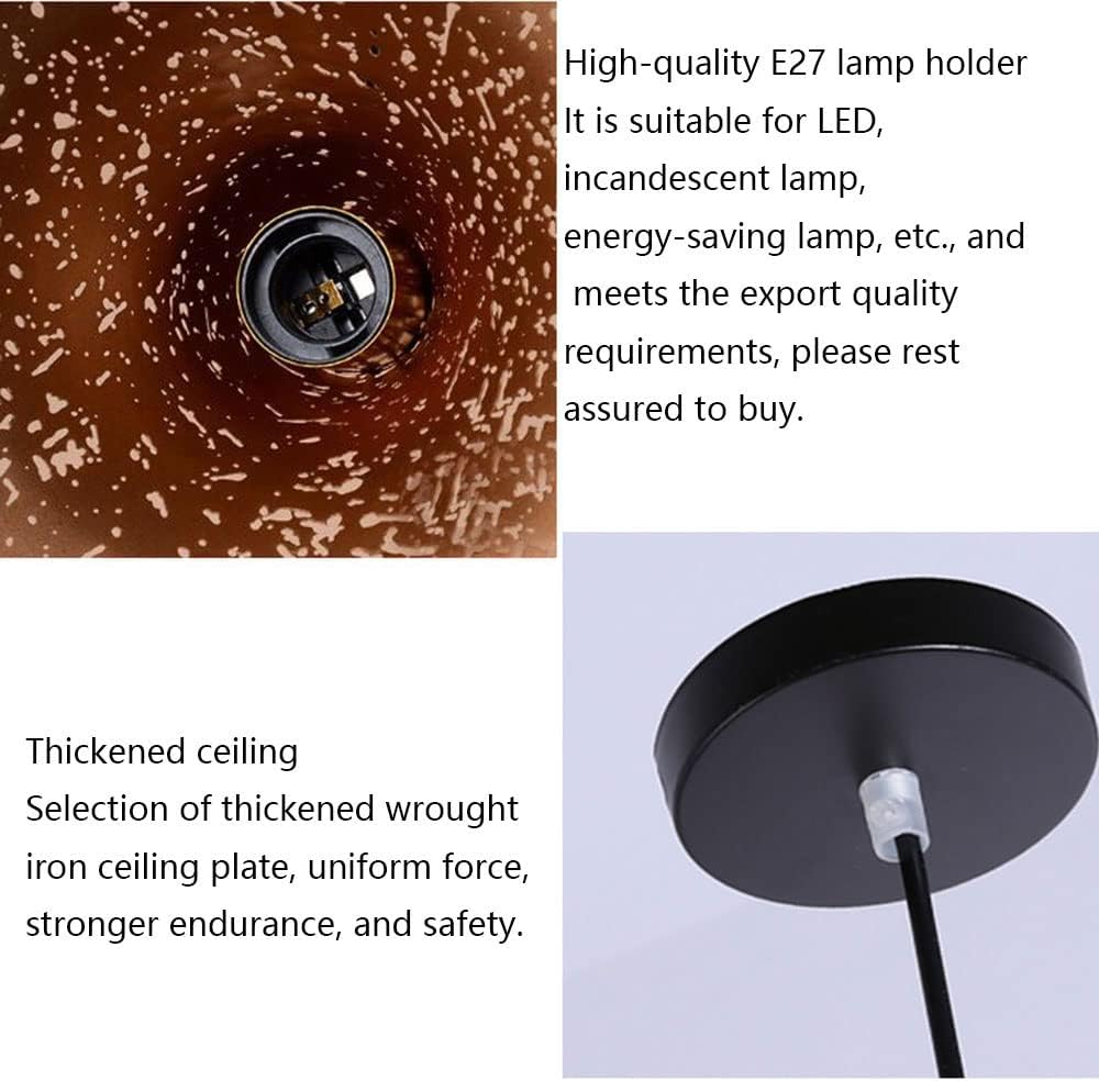 Chandelier, Black Wrought Iron Chandelier Retro Industrial Lamp Single Headlight Pendant Light Chandelier Metal Shade Hanging Lighting Fixtures Restaurant Bar Cafe(7.8in*15.3in)